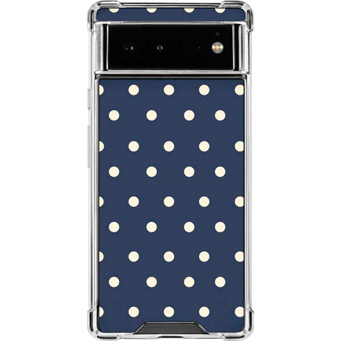 Blue and Cream Polka Dots Google Pixel 6 Clear Case
